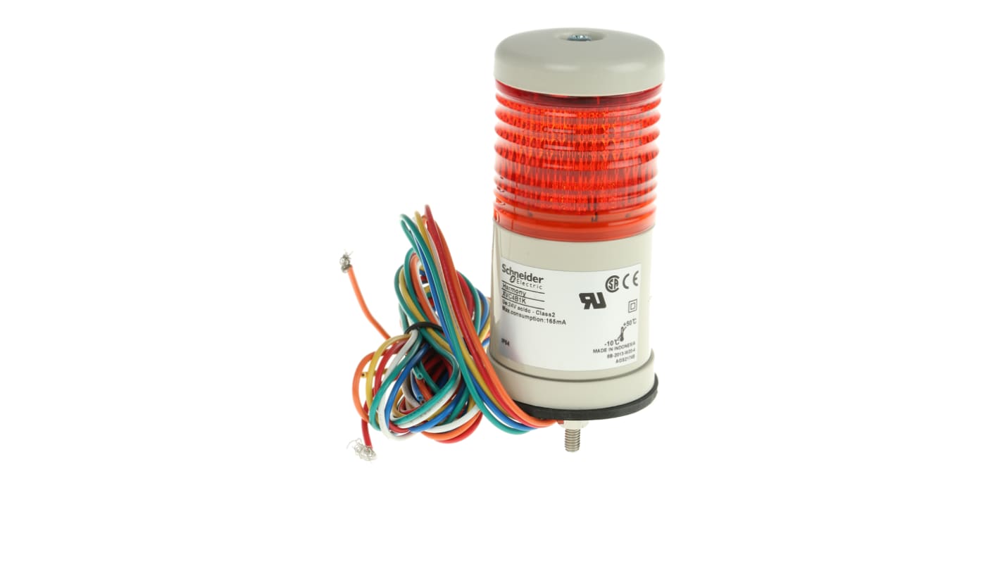 Schneider Electric Harmony XVC4 Series Red Signal Tower, 1 Lights, 24 V ac/dc, Surface Mount