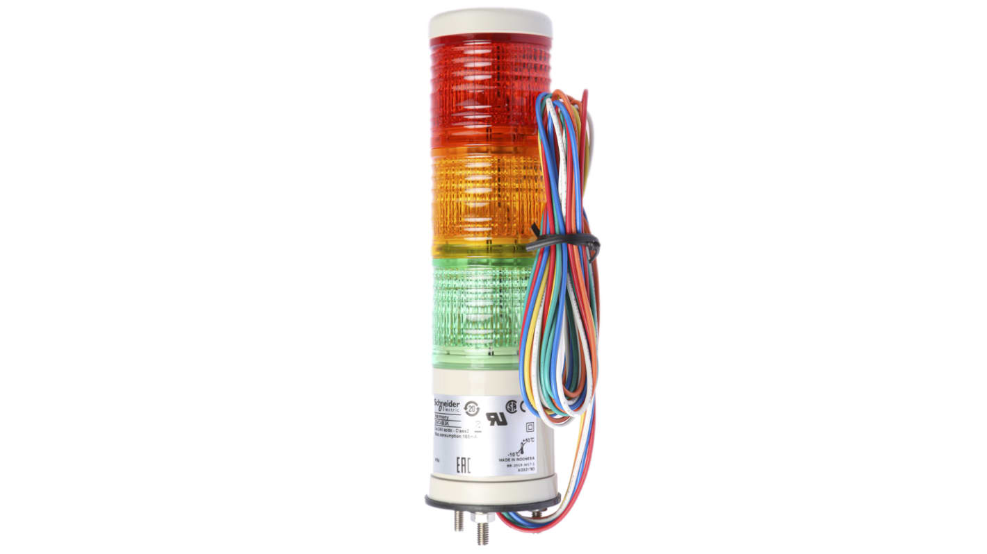 Schneider Electric Harmony XVC4 Series Red/Green/Amber Signal Tower, 3 Lights, 24 V ac/dc, Surface Mount