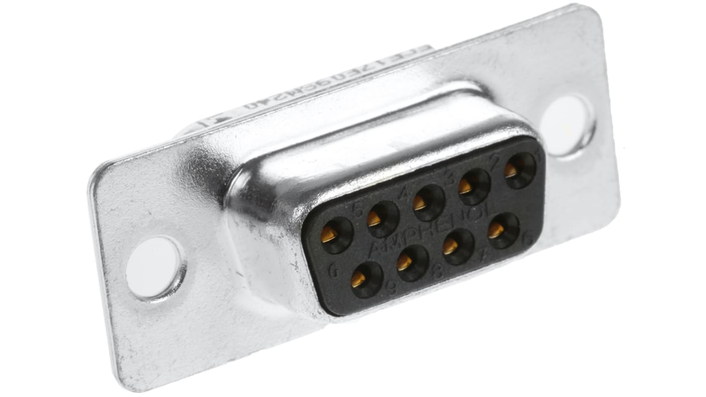 Amphenol ICC FCE17 9 Way Panel Mount D-sub Connector Socket, 2.74mm Pitch