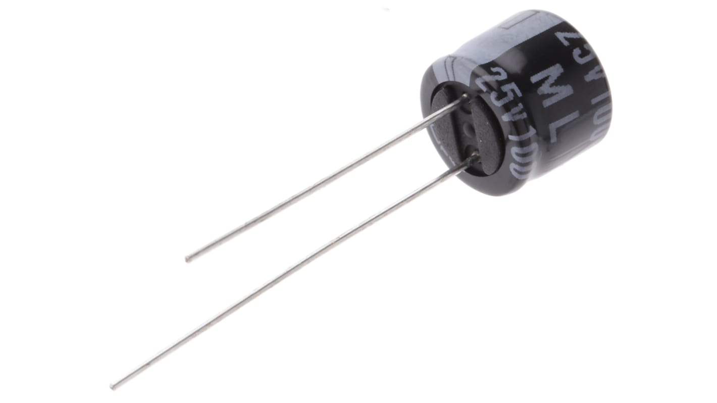 Rubycon 100μF Aluminium Electrolytic Capacitor 25V dc, Radial, Through Hole - 25ML100MEFC8X7