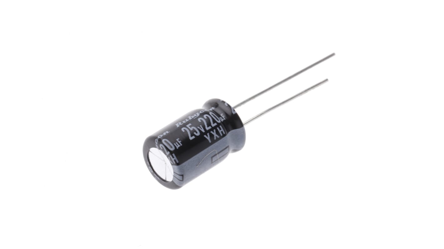 Rubycon 220μF Aluminium Electrolytic Capacitor 25V dc, Radial, Through Hole - 25YXH220MEFC8X11.5