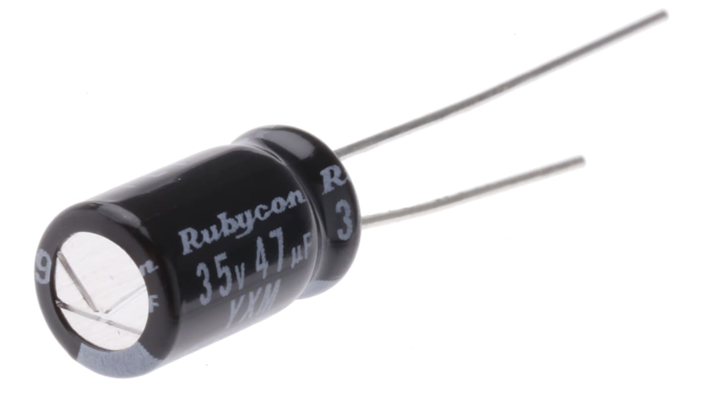 Condensatore Rubycon, serie YXM, 47μF, 35V cc, ±20%, +105°C, Radiale, Foro passante