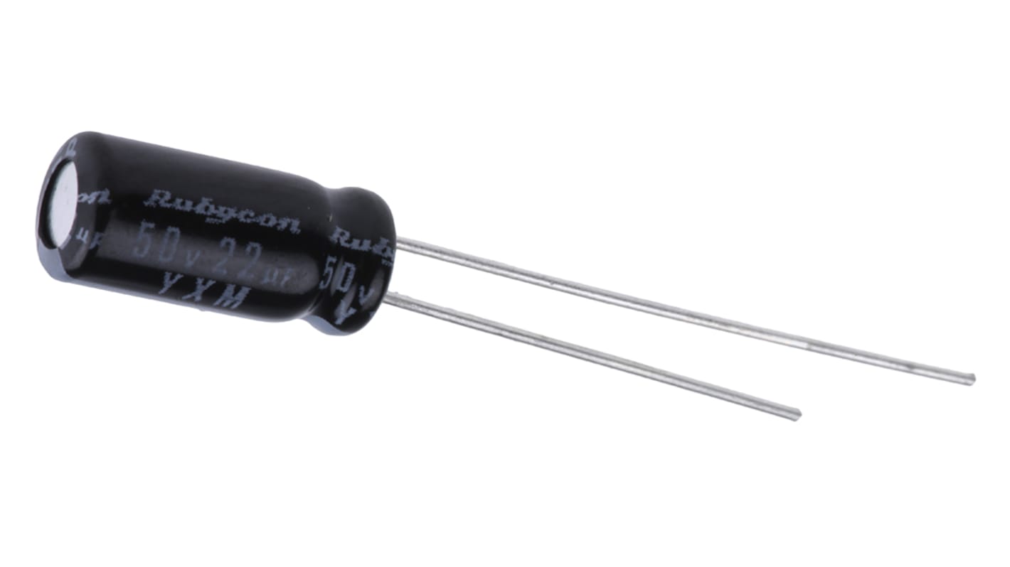 Condensatore Rubycon, serie YXM, 22μF, 50V cc, ±20%, +105°C, Radiale, Foro passante