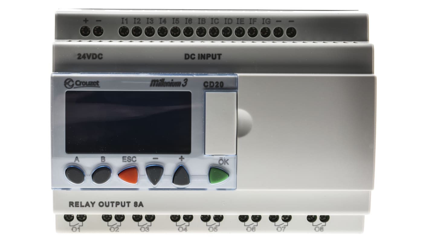 Crouzet Millenium 3 Series Logic Module, 24 V dc Supply, Relay Output, 12-Input, Analogue, Digital Input