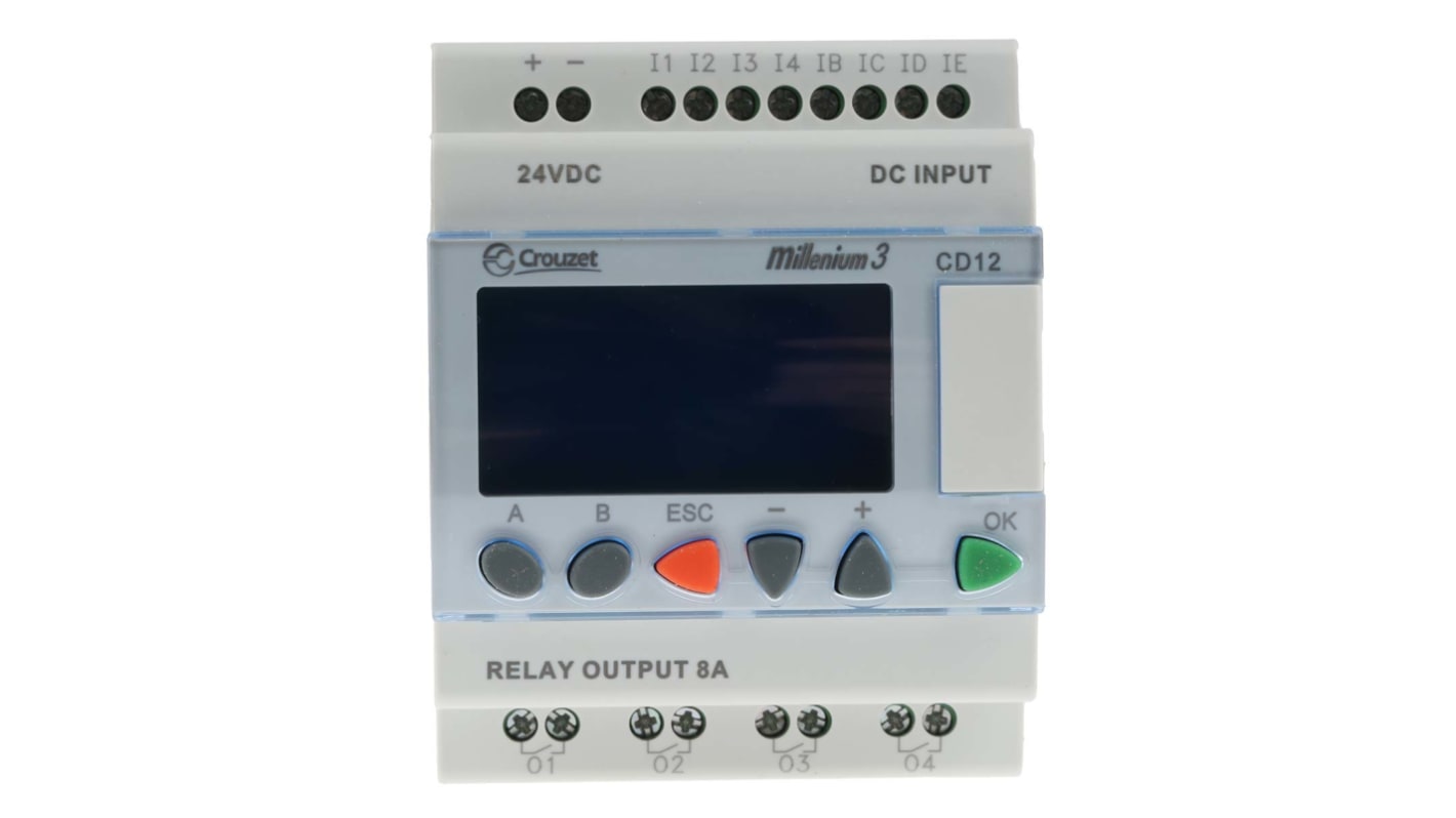 Crouzet CD12 Series Logic Control for Use with CD12 Series, 24 V dc Supply, Relay Output, 8-Input, Analogue, Digital