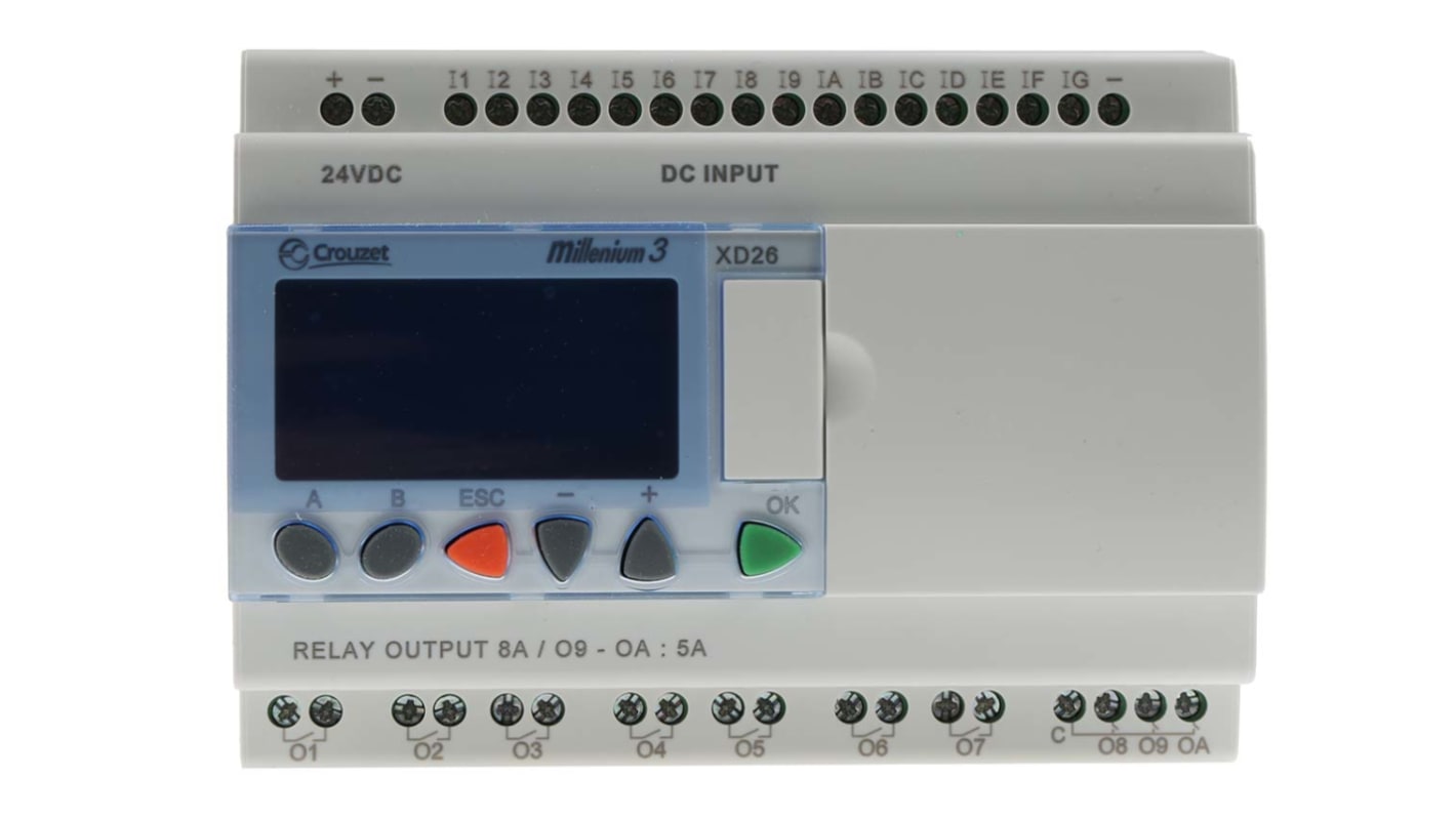 Crouzet Millenium Evo ロジック制御 24 V dc 16 入力 10 出力 Serial, USB
