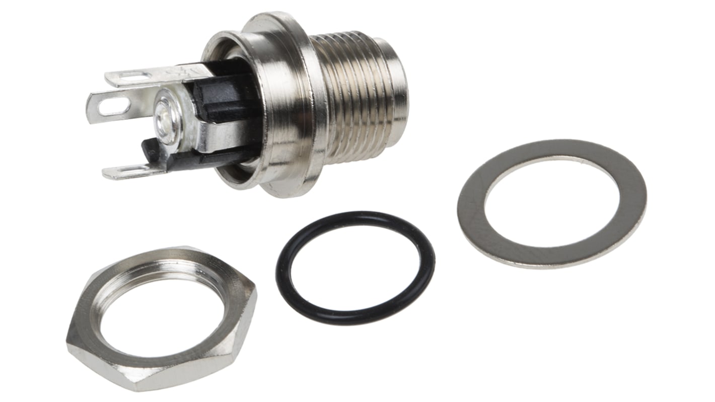 Switchcraft DC Socket Rated At 5.0A, 30.0 V, Panel Mount, length 26.3mm, Silver, IP68