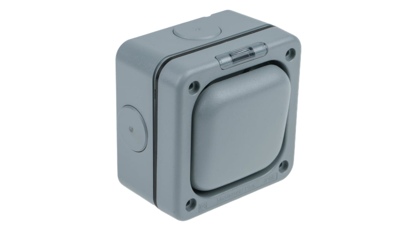 MK Electric Grey Outdoor Light Switch, 2 Way, 1 Gang, Masterseal