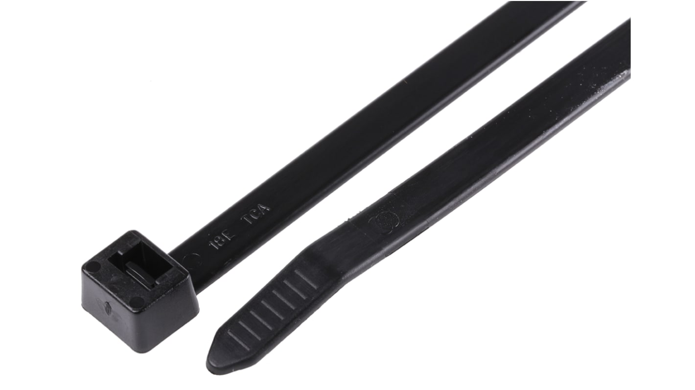HellermannTyton Cable Tie, 225mm x 7.6 mm, Black Polyamide 6.6 (PA66), Pk-50