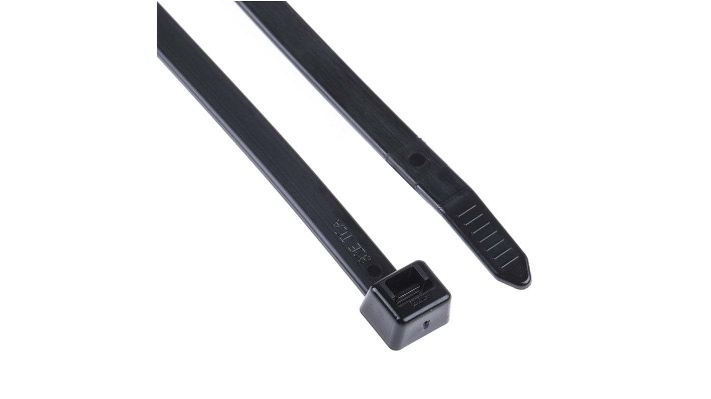 HellermannTyton Cable Tie, 300mm x 7.6 mm, Black Polyamide 6.6 (PA66), Pk-100