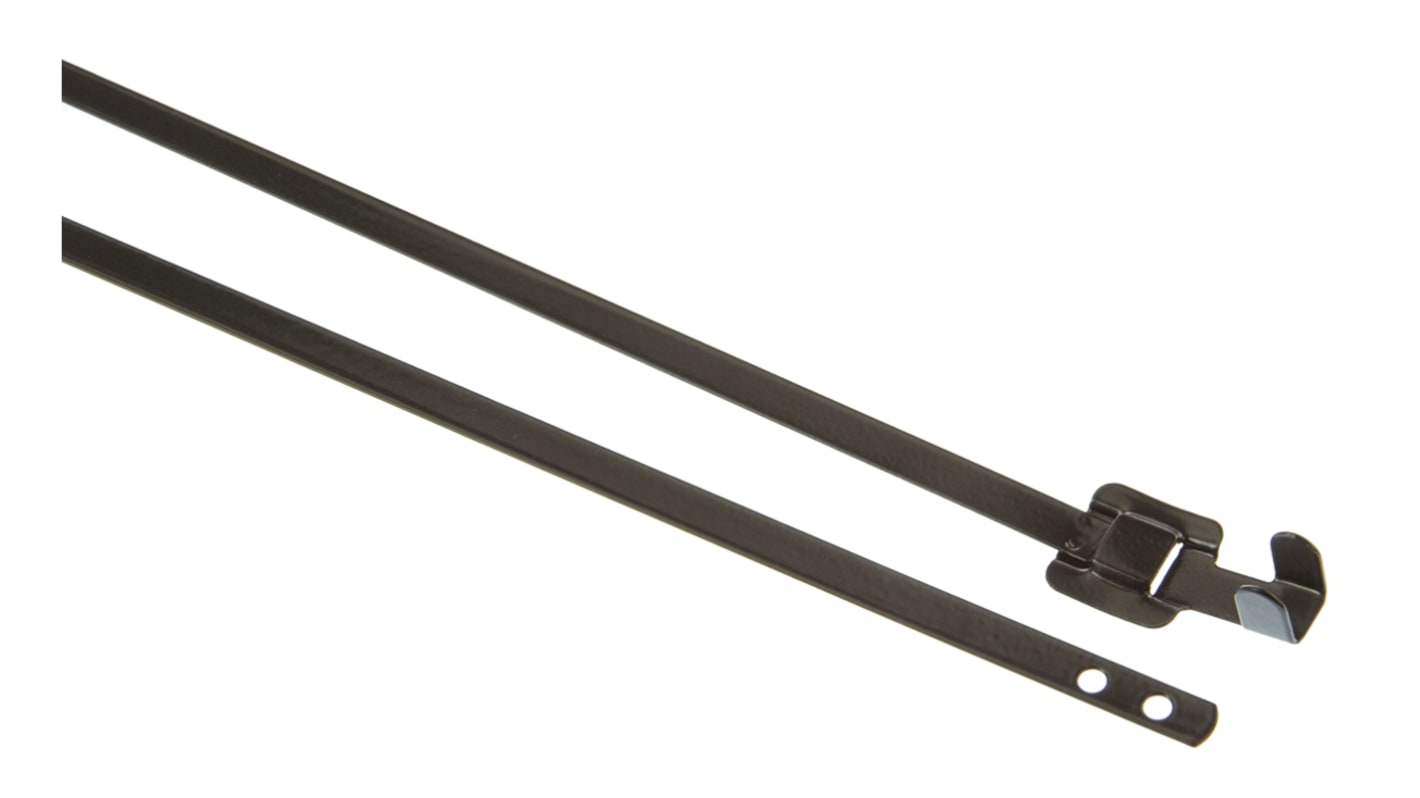 HellermannTyton Cable Tie, Desserrable, 330mm x 5.26 mm, Black Polyester Coated Stainless Steel, Pk-100