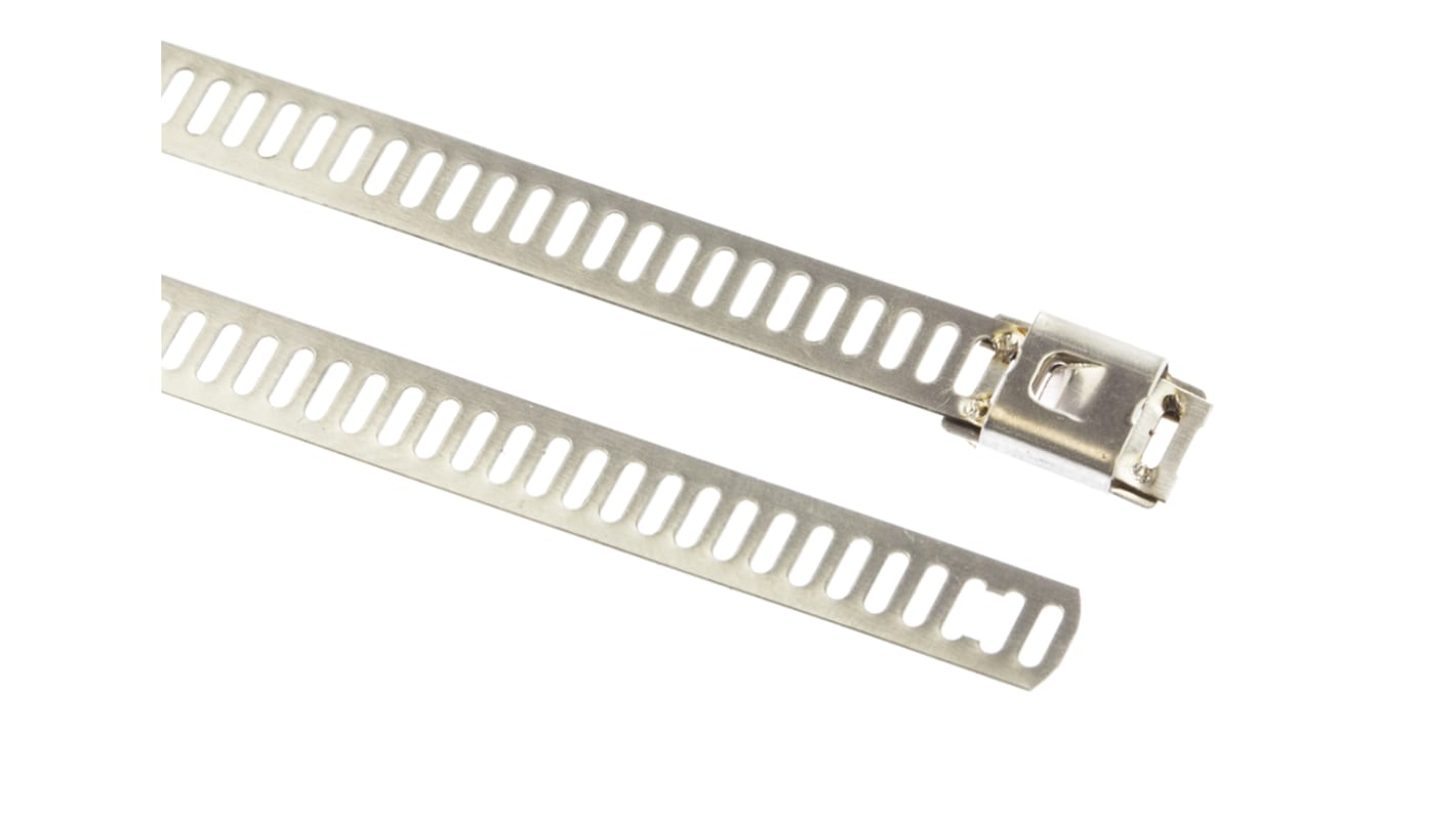 HellermannTyton 結束バンド, 230mm x 7 mm, メタリック, 316 ステンレス鋼, 111-92080 MAT8SS7-SS316-ML