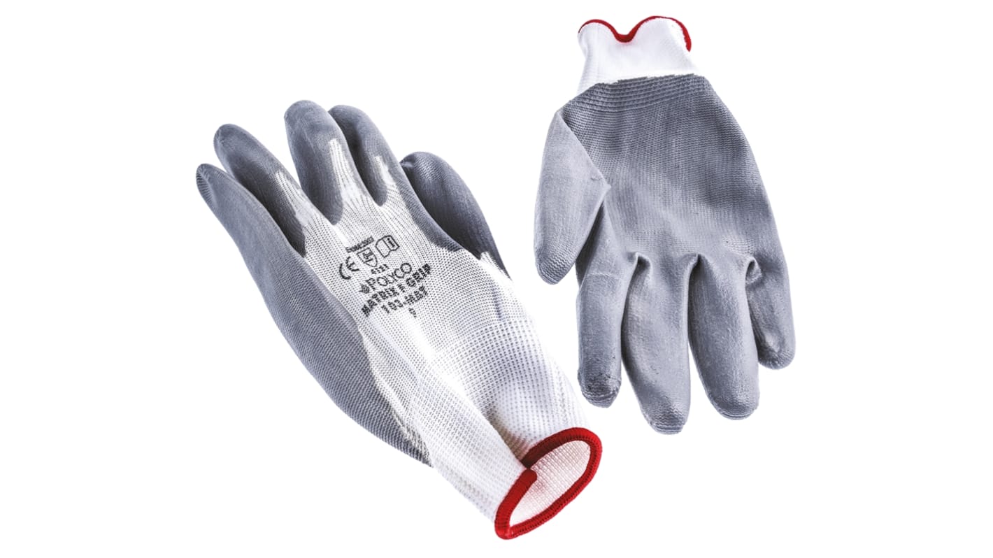 Polyco Healthline Matrix Grey Nitrile General Purpose Work Gloves, Size 9, Nitrile Foam Coating