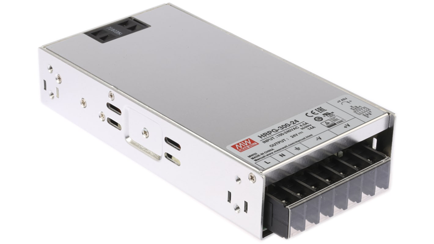 Alimentatore switching MEAN WELL HRPG-300-24RS, 336W, ingresso 120 → 370 V dc, 85 → 264 V ac, uscita 24V