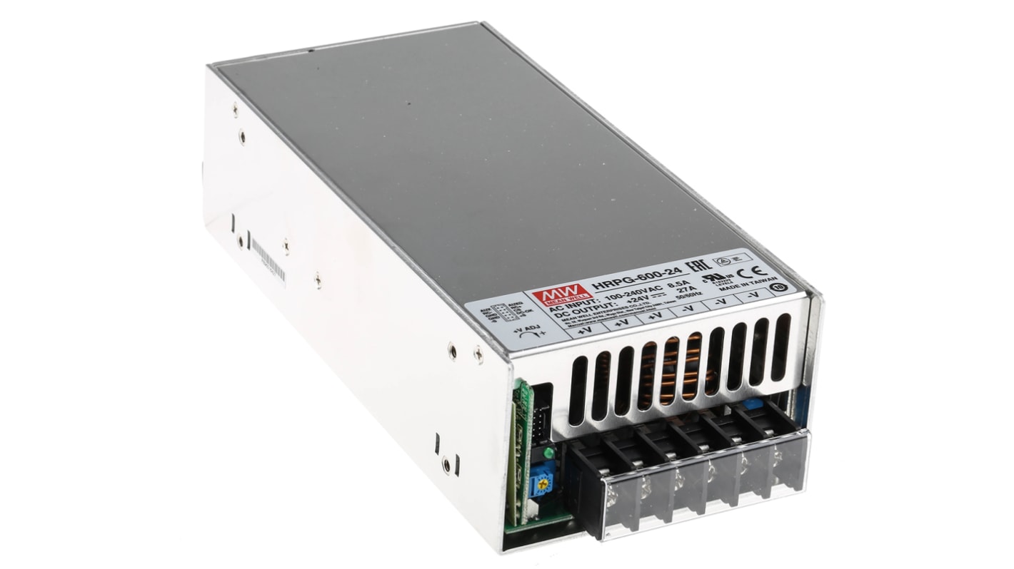 MEAN WELL Switching Power Supply, HRPG-600-24RS, 24V dc, 27A, 648W, 1 Output, 120 → 370 V dc, 85 → 264 V