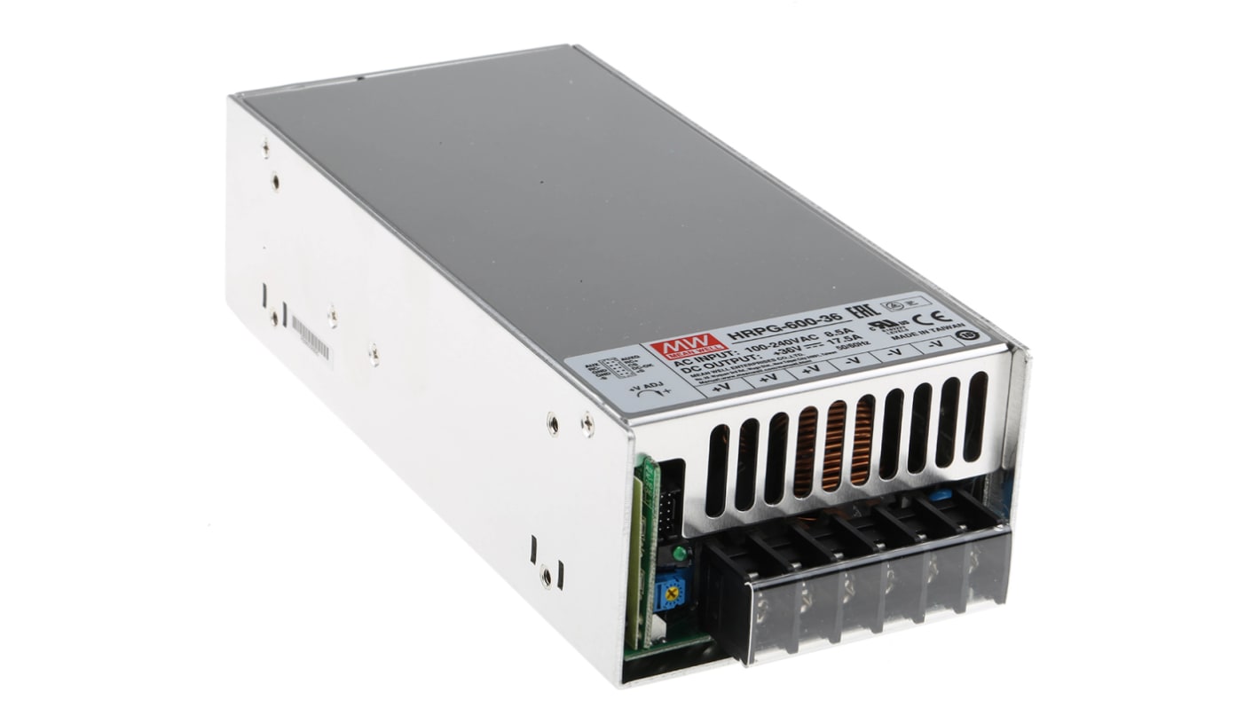 MEAN WELL Switching Power Supply, HRPG-600-36RS, 36V dc, 17.5A, 630W, 1 Output, 120 → 370 V dc, 85 → 264