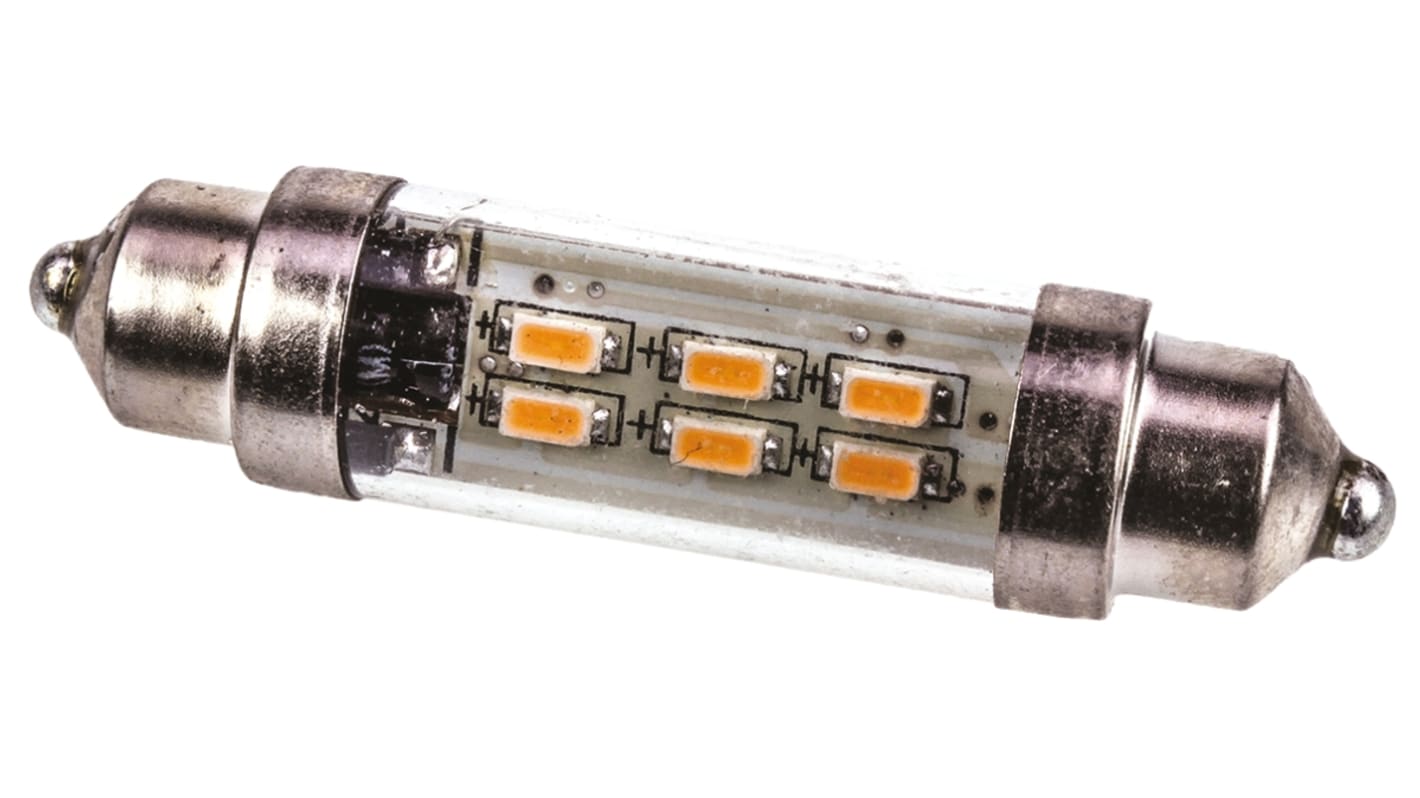 JKL Components LED汽车灯泡, 12 → 24 V, 暖白色, Φ10.2mm, 尖浪形
