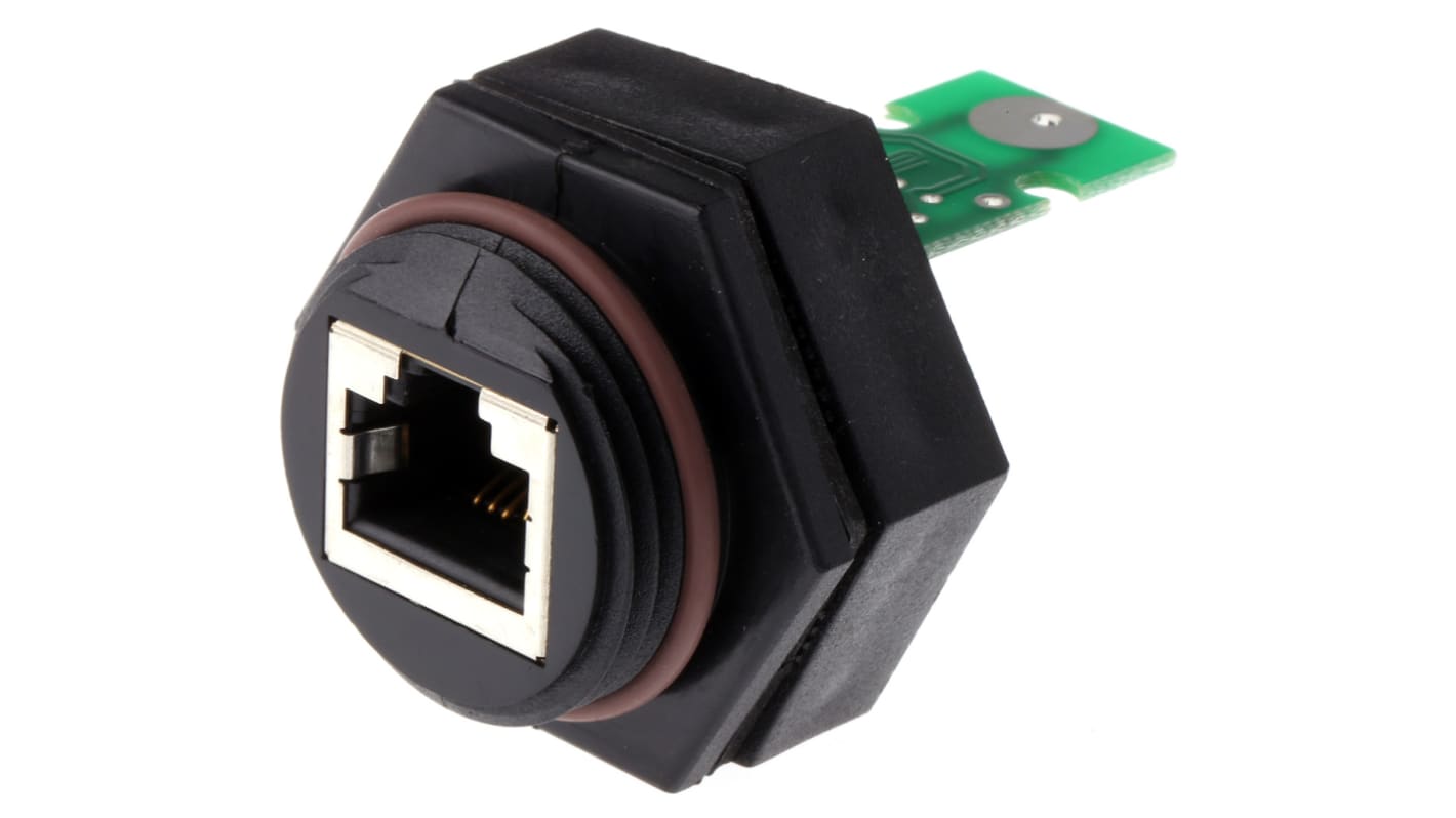 TE Connectivity RJ45五类接口, 电缆安装, 单口, 8路, 直向, 1-1546409系列