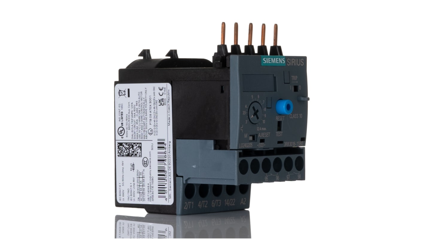 シーメンス サーマルリレー SIRIUSシリーズ 3RB, 3 → 12 A, 5.5 kW
