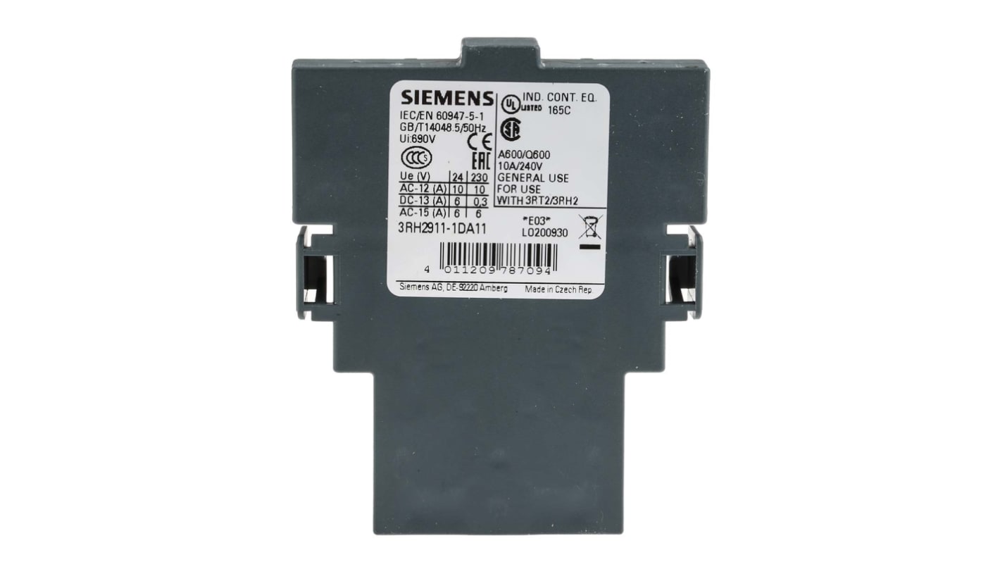 Siemens Auxiliary Contact, 2 Contact, 1NC + 1NO, Snap-On, Sirius Innovation