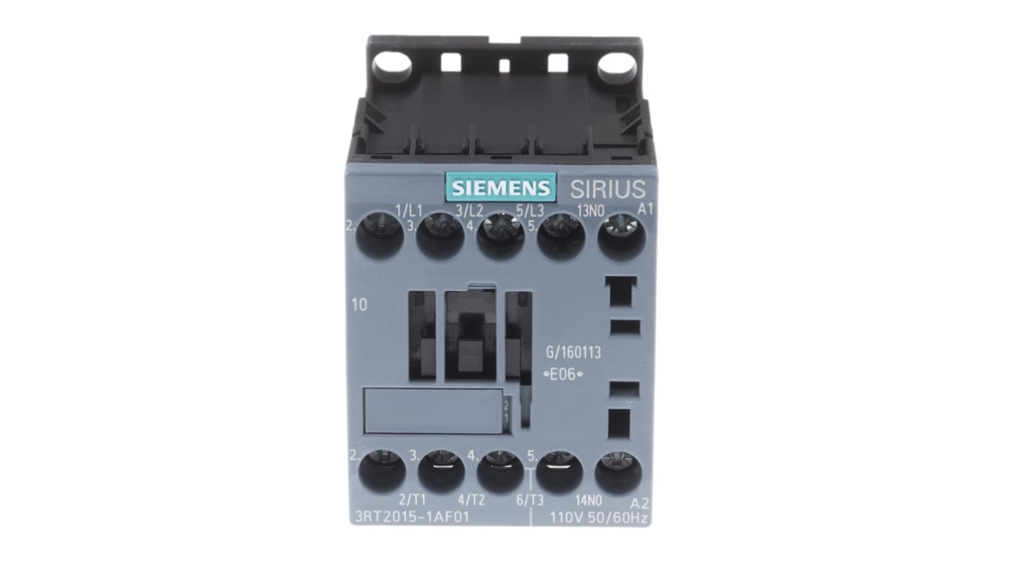 Contattore Siemens, serie 3RT2, 3 poli, 3 NA, 7 A, 3 kW, bobina 110 V c.a.