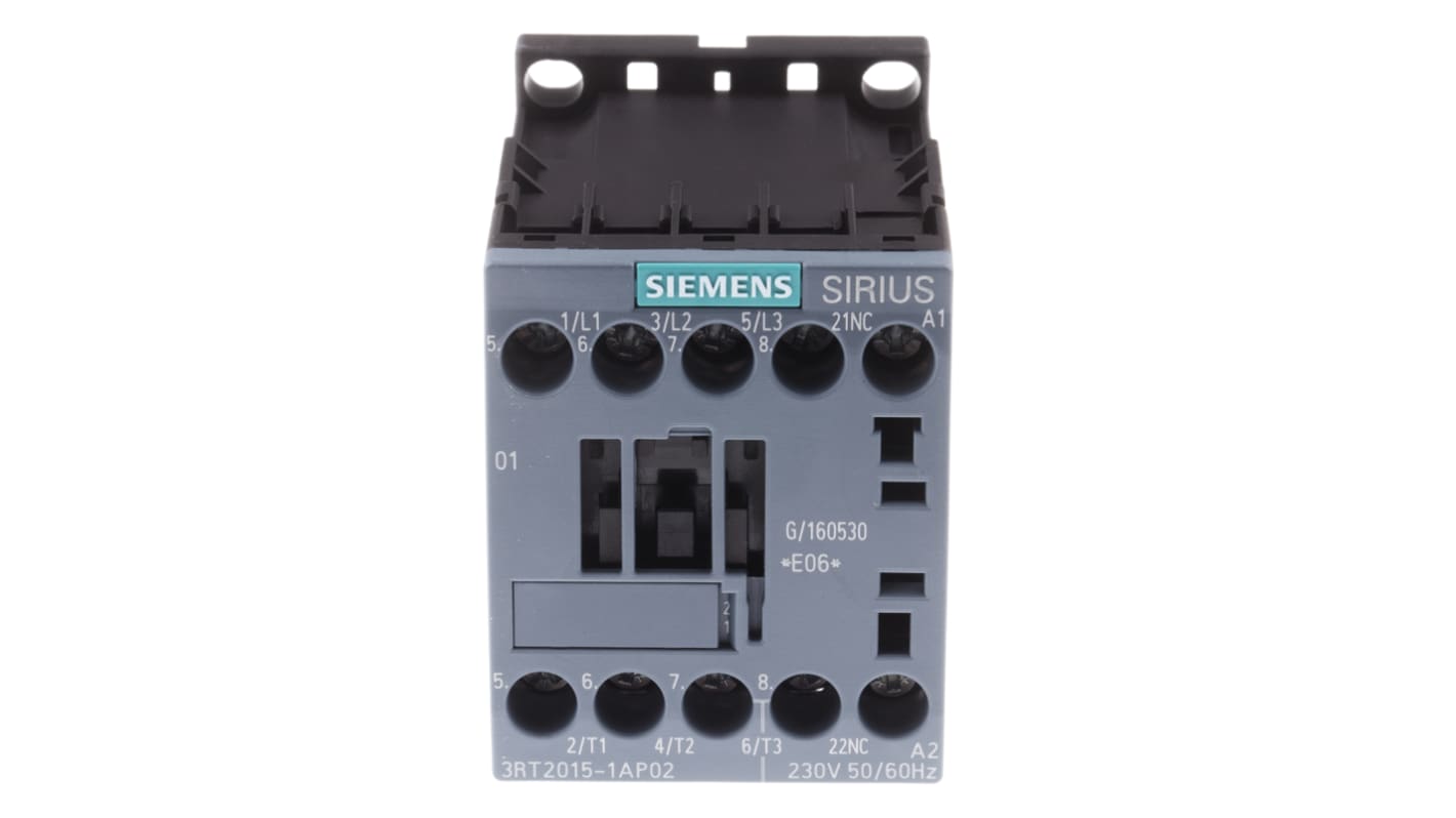 Siemens SIRIUS 3RT2 Contactor, 230 V ac Coil, 3-Pole, 7 A, 3 kW, 3NO, 400 V ac