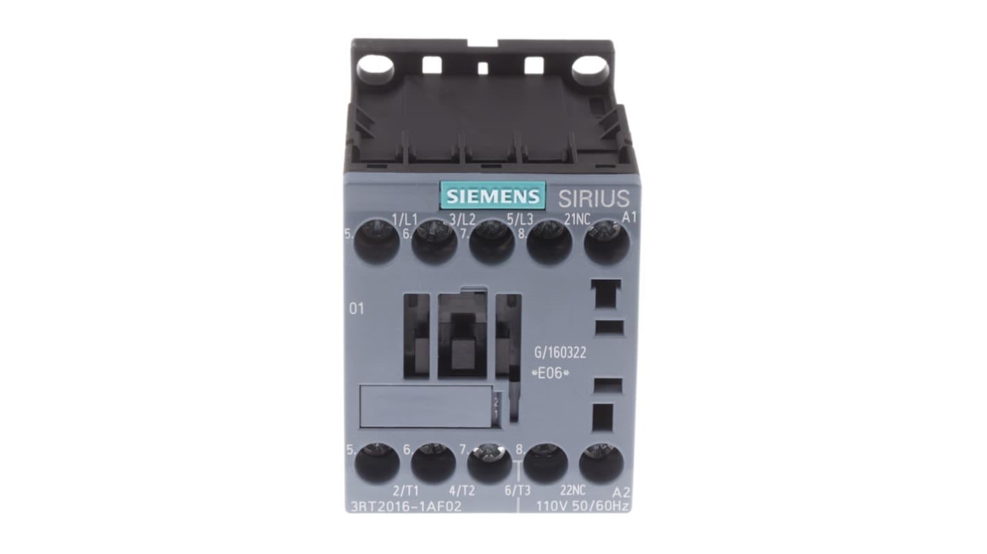 Stycznik 110 V ac Siemens styki: 3 4 kW 9 A 3NO Szyna DIN Śruba 3RT2016-1AF02