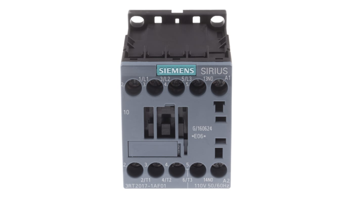 Contattore Siemens, serie 3RT2, 3 poli, 3 NA, 12 A, 5,5 kW, bobina 110 V c.a.