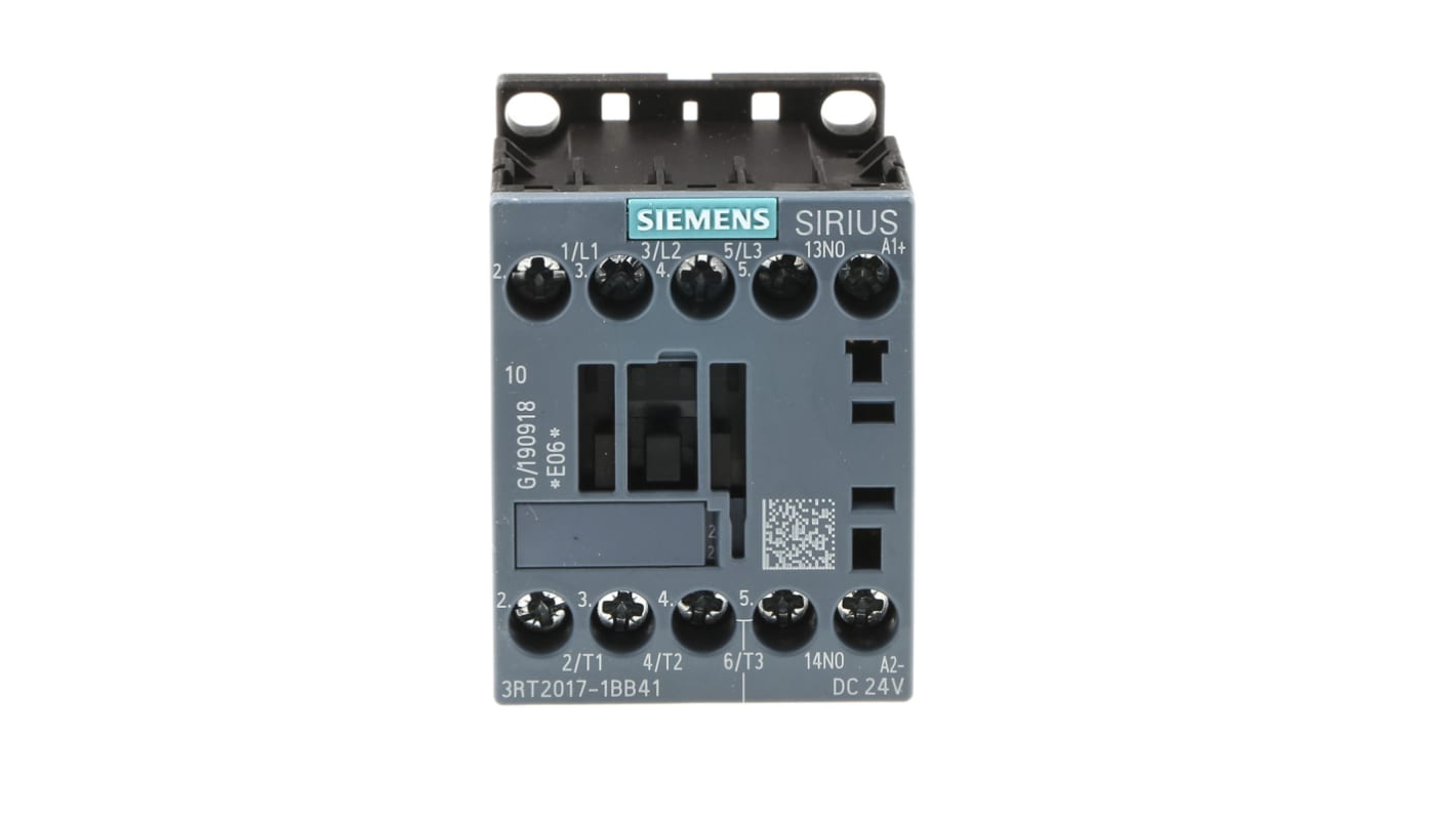 Siemens 接触器, 5.5 kW, 线圈24 V 直流, 触点12 A, 400 V 交流, 3P, 3 常开, Size S00, 3RT2系列
