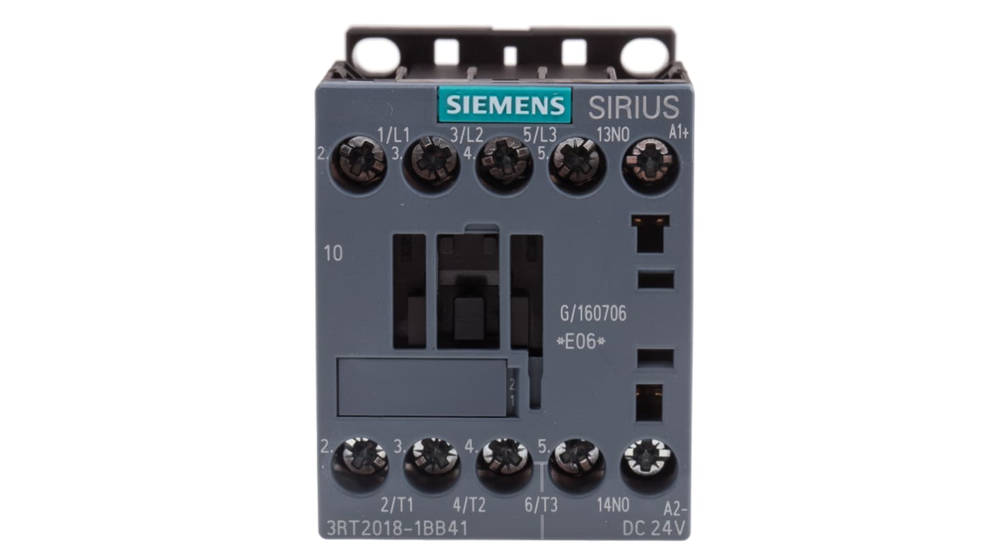 Siemens SIRIUS 3RT Size S00, 3RT2 Contactor, 24 V dc Coil, 3-Pole, 16 A, 7.5 kW, 3NO, 400 V ac