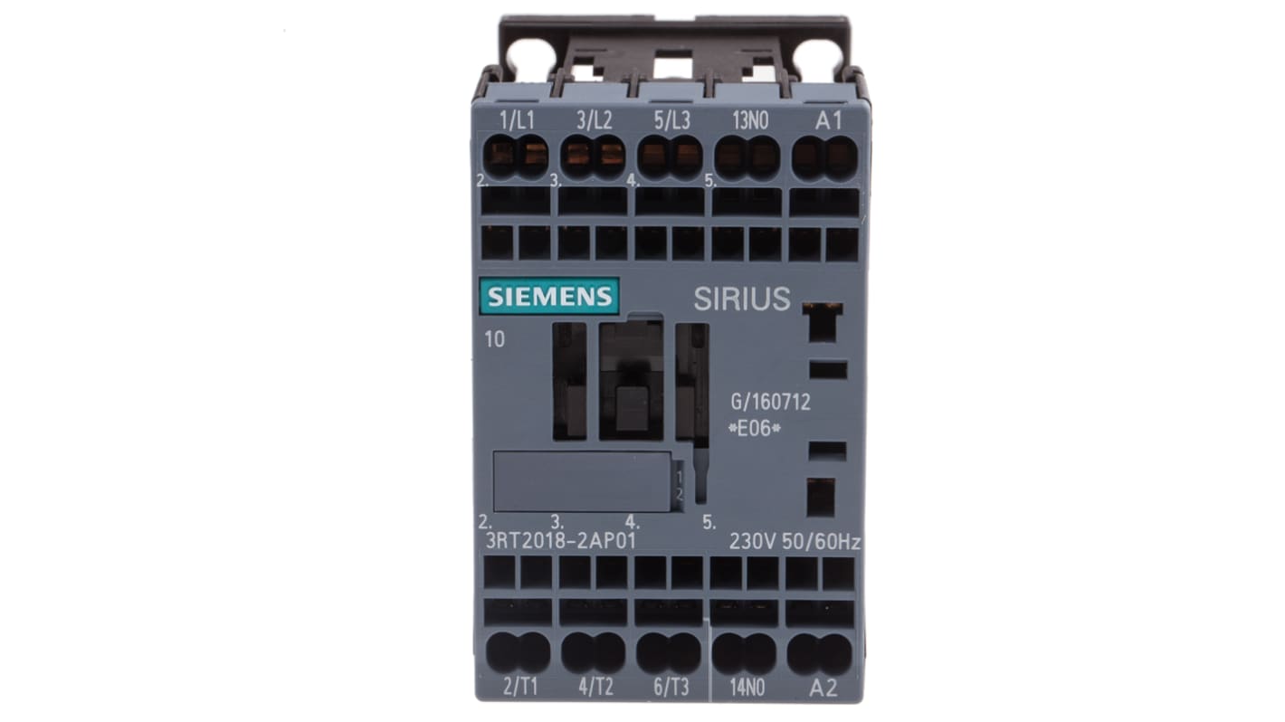 Siemens SIRIUS 3RT Size S00, 3RT2 Contactor, 230 V ac Coil, 3-Pole, 16 A, 7.5 kW, 3NO, 400 V ac