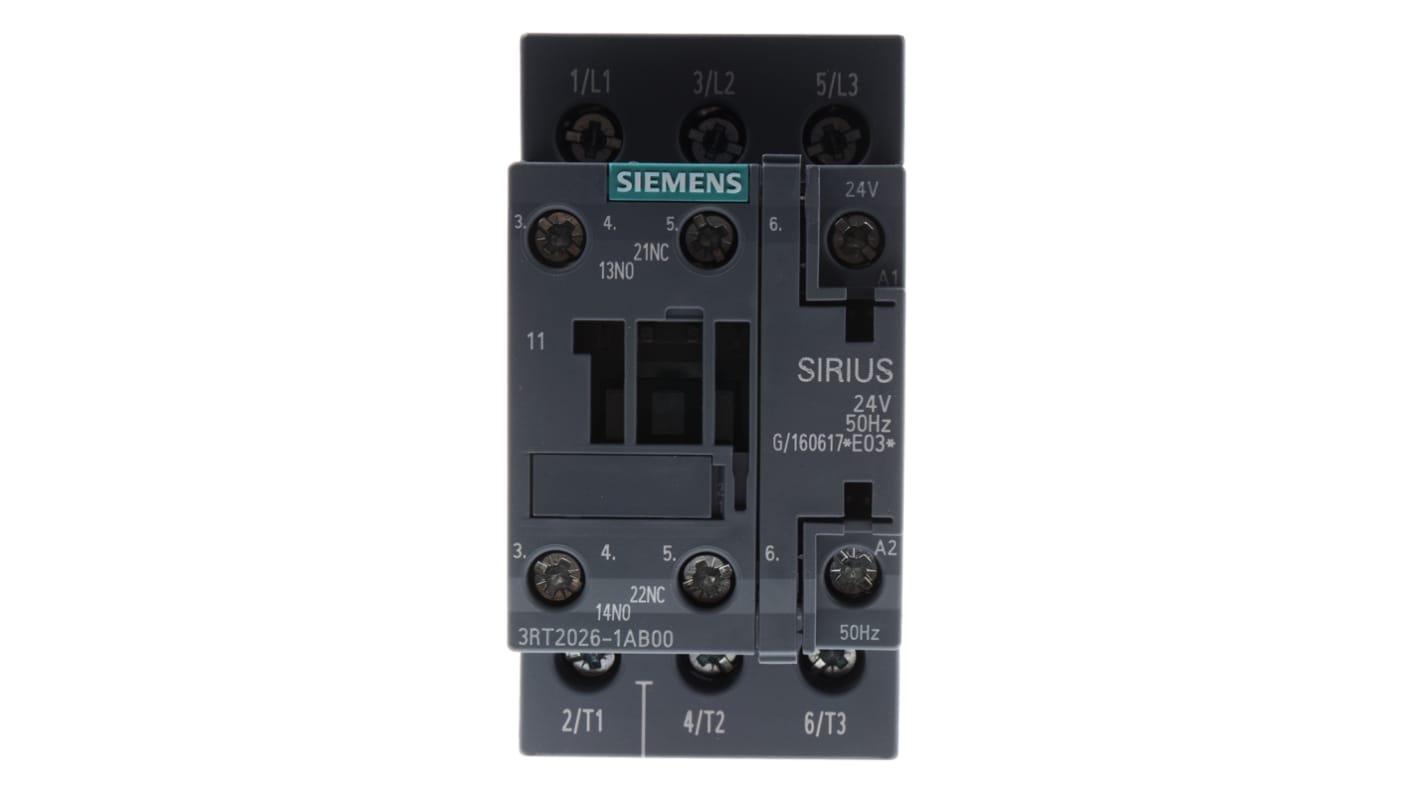 Siemens SIRIUS 3RT2 Leistungsschütz 24 V ac-Spule, 3 -polig , 400 V ac / 25 A 11 kW 3 Schließer Leistungsschütz