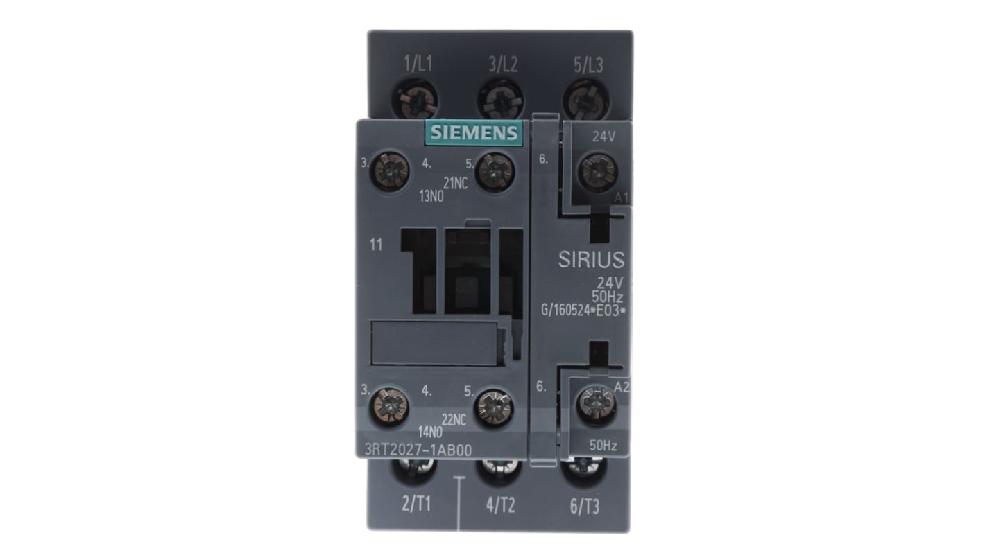 Contattore Contattore di potenza Siemens, serie 3RT2, 3 poli, 3 NA, 32 A, 15 kW, bobina 24 V c.a.