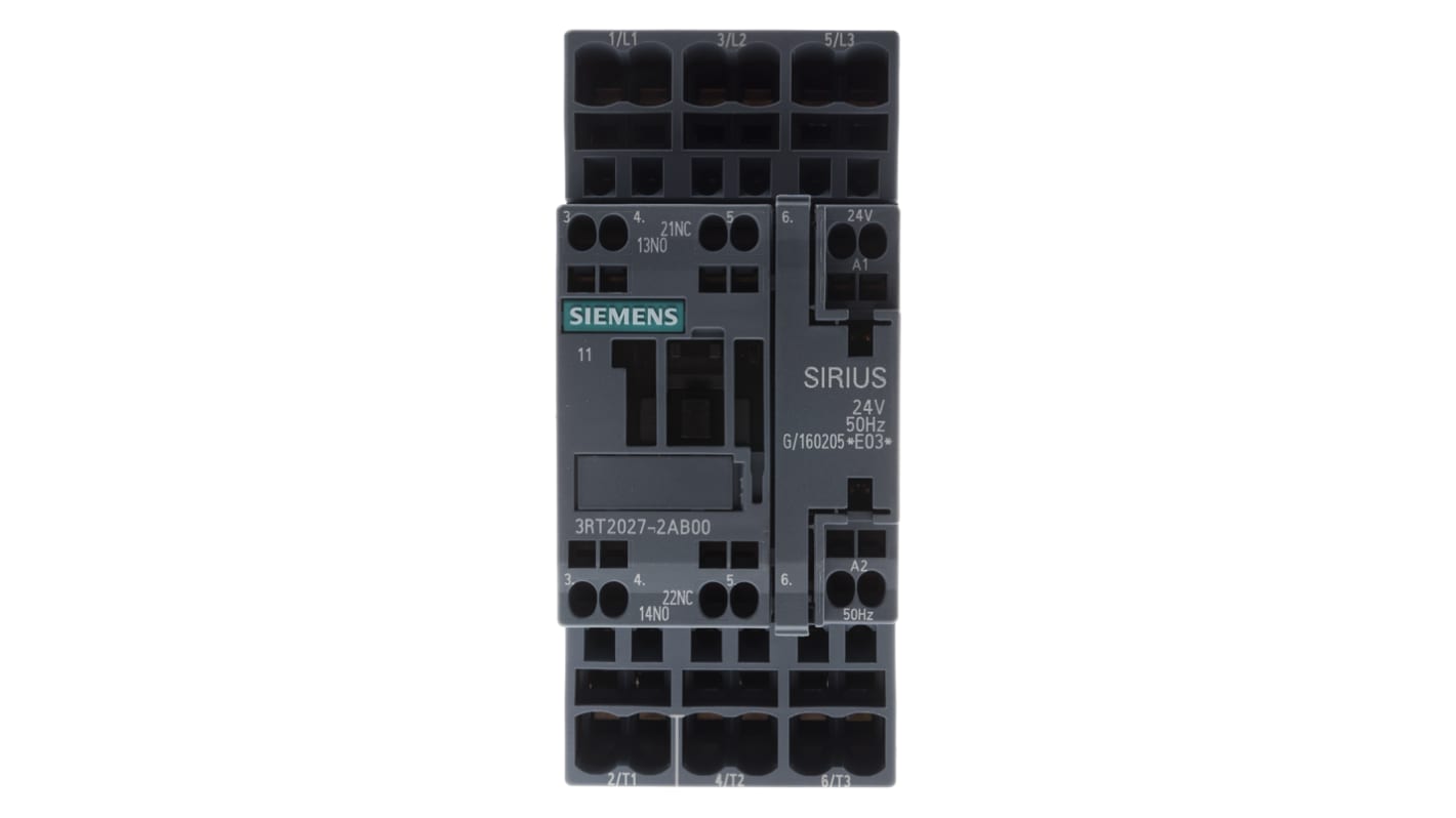 Siemens SIRIUS 3RT2 Leistungsschütz 24 V ac-Spule, 3 -polig , 400 V ac / 32 A 15 kW 3 Schließer 2-Hilfskontakte