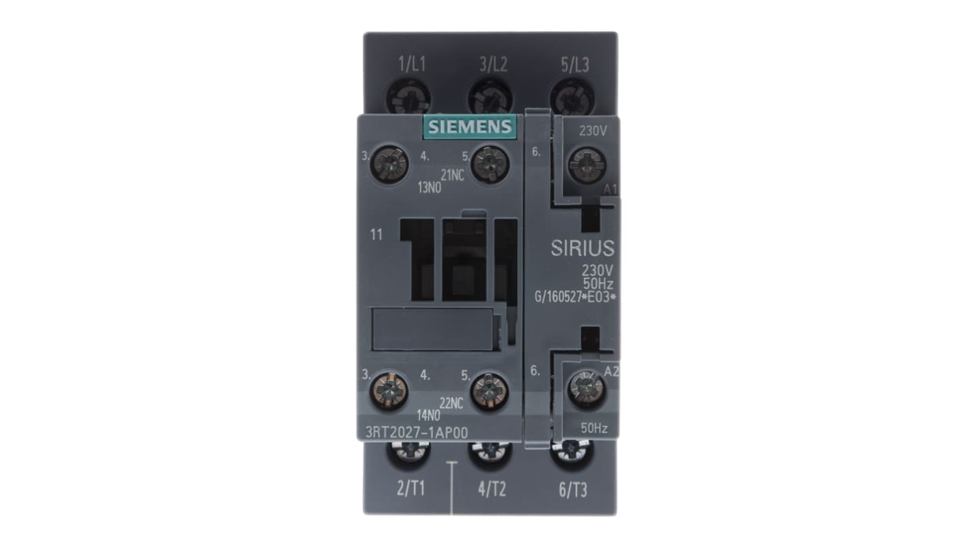 Siemens SIRIUS 3RT2 Leistungsschütz 230 V ac-Spule, 3 -polig , 400 V ac / 32 A 15 kW 3 Schließer 3-phasige