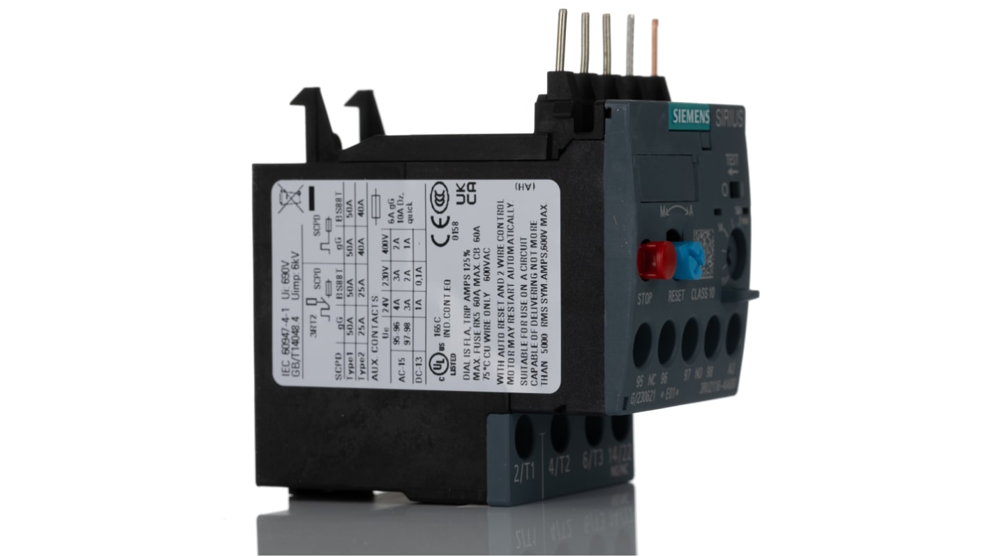 Siemens 3RU Overload Relay 1NO + 1NC, 11 → 16 A F.L.C, 16 A Contact Rating, 7.5 kW, 3P, SIRIUS Innovation