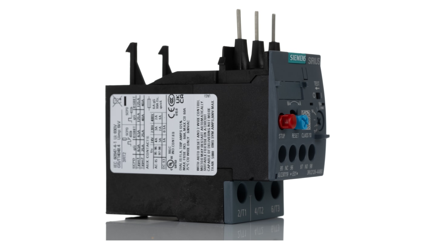 Siemens SIRIUS 3RU2 Thermal Overload Relay 1NO + 1NC, 11 → 16 A F.L.C, 16 A Contact Rating, 7.5 kW, 3P, SIRIUS