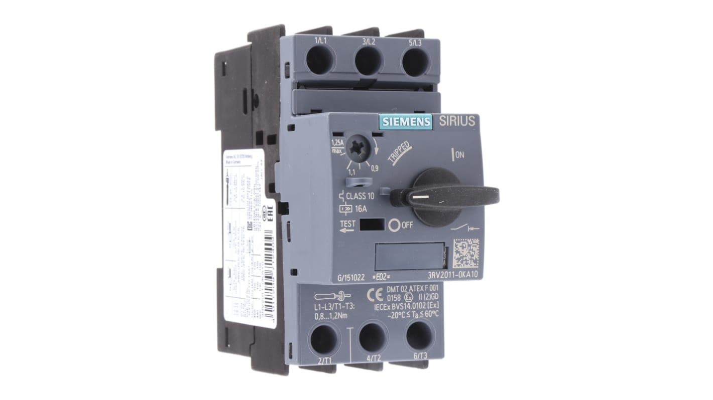 Siemens 0.9 → 1.25 A SIRIUS Motor Protection Circuit Breaker, 690 V