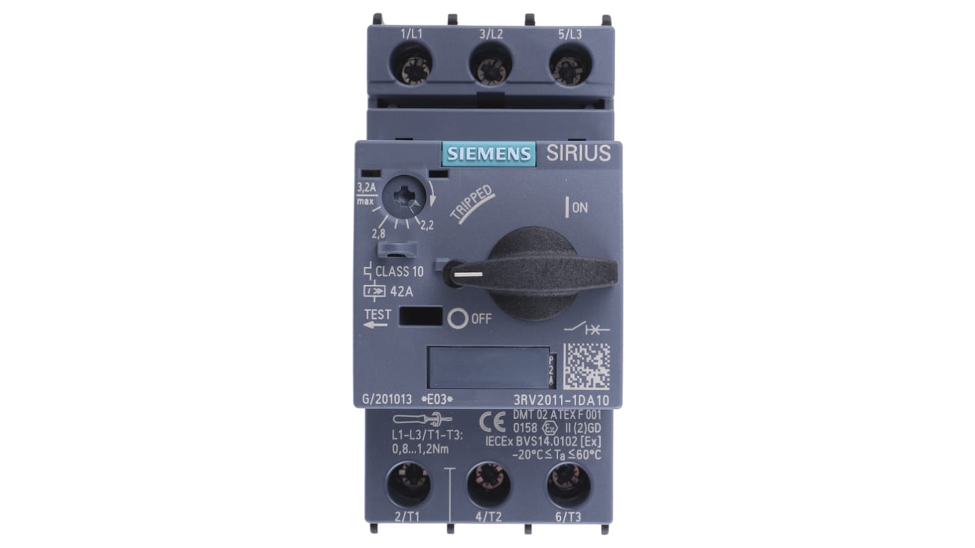 Siemens 2.2 → 3.2 A SIRIUS Motor Protection Circuit Breaker
