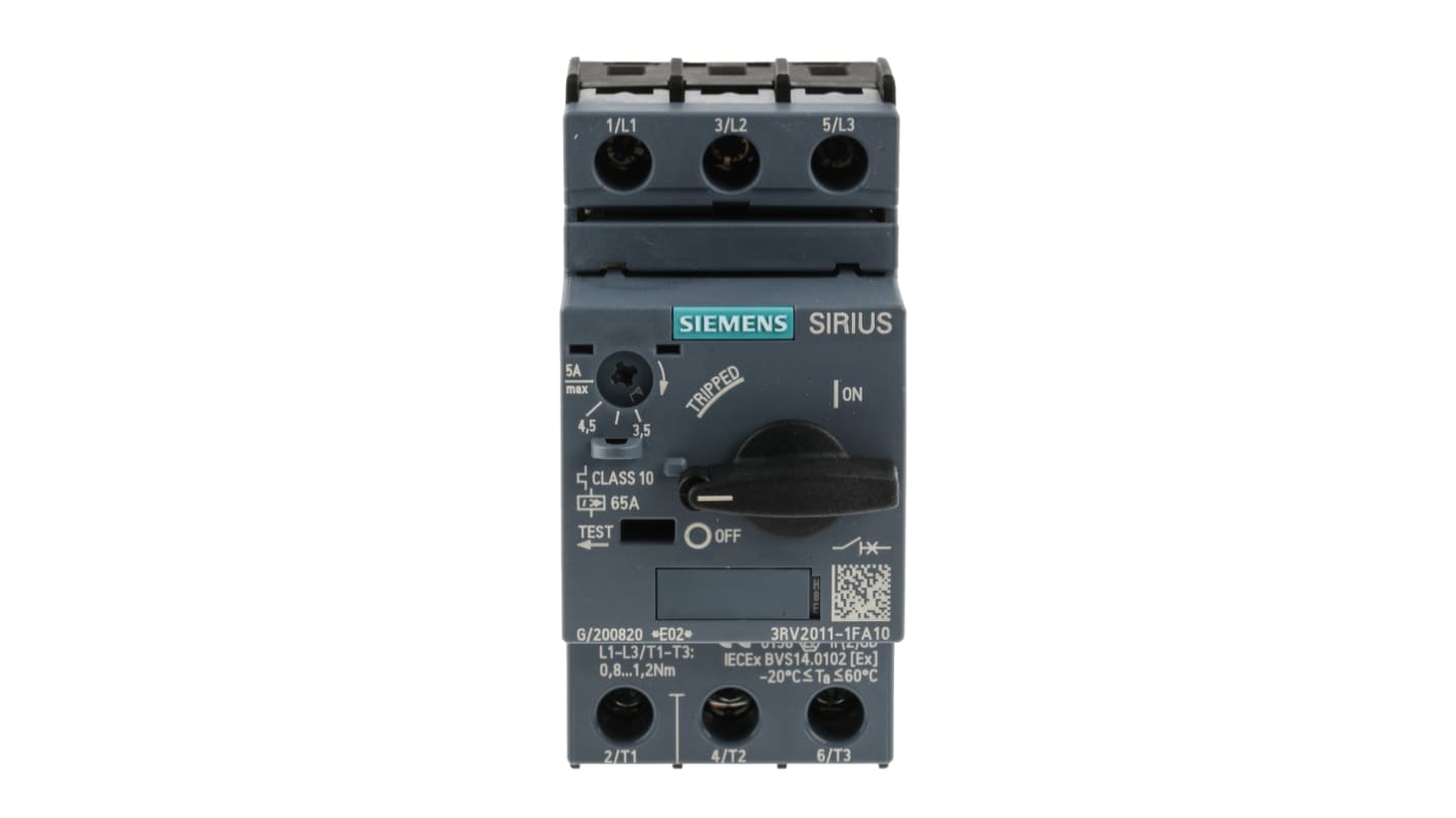 Siemens SIRIUS 3RV2 Motorschutzschalter, 3,5 → 5 A 97mm x 45mm