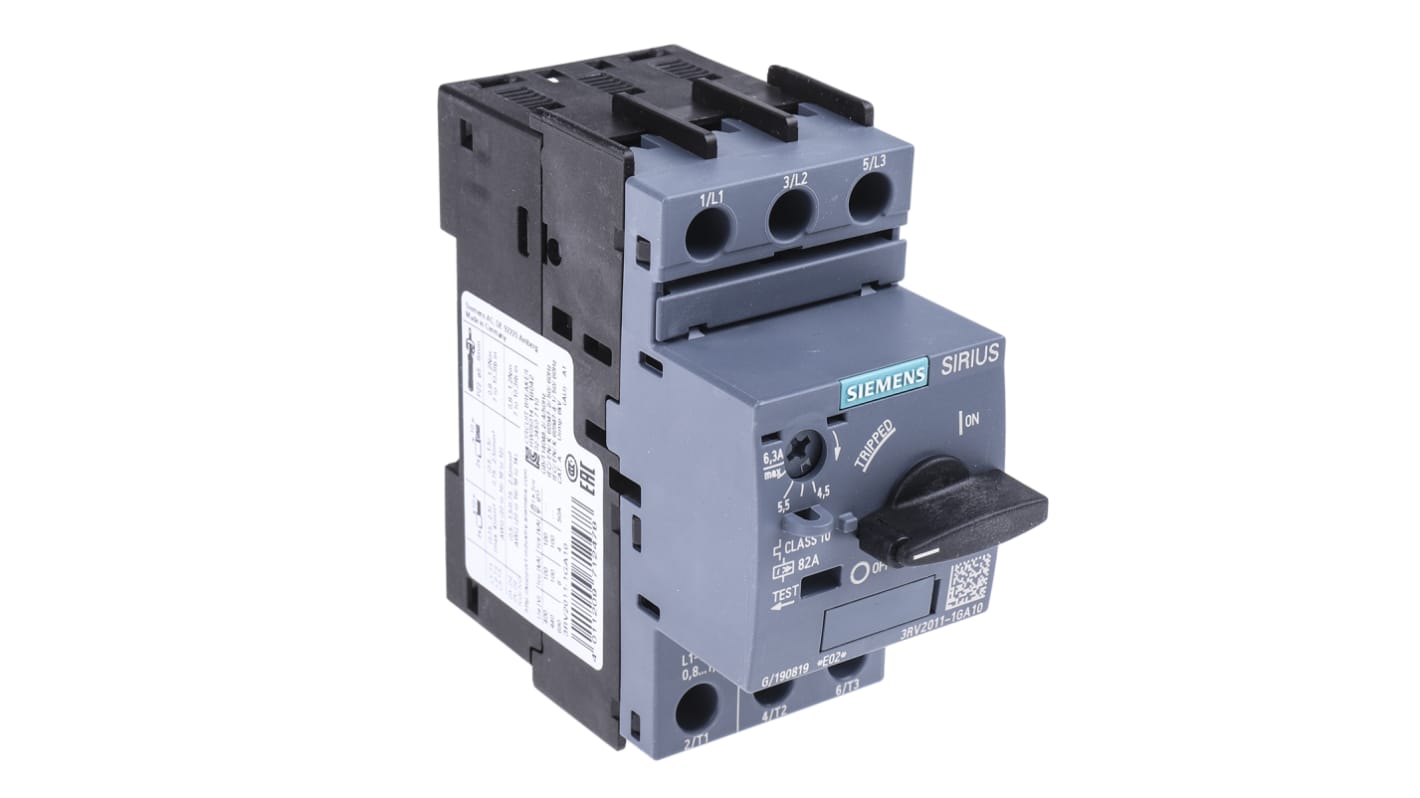 Siemens 电机保护断路器, 4.5 → 6.3 a, 3RV2系列