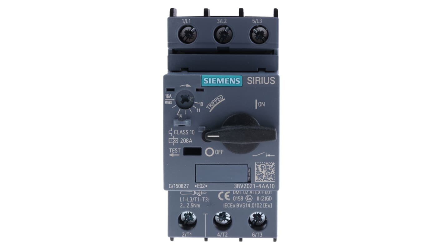 Siemens 10 → 16 A SIRIUS Motor Protection Circuit Breaker, 20 → 690 V