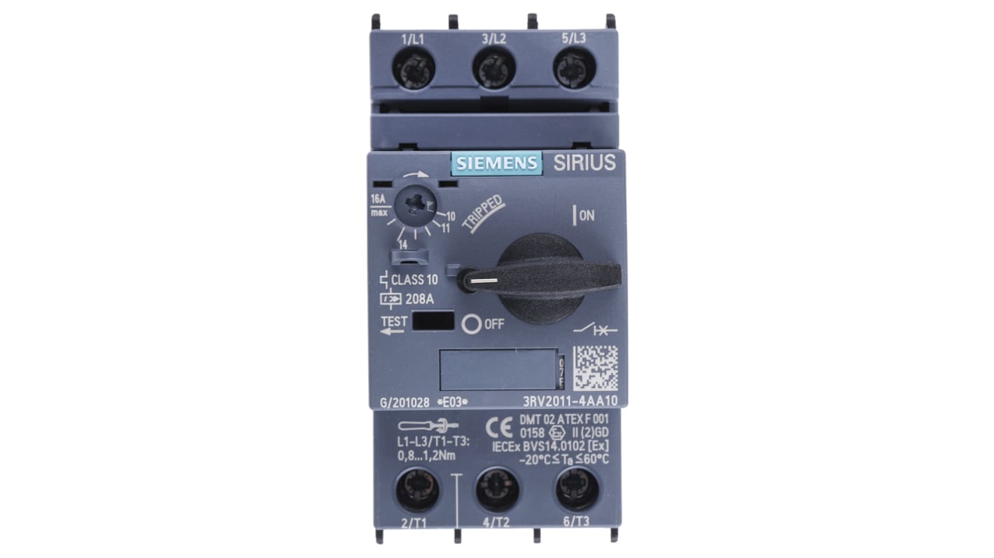 Siemens 10 → 16 A SIRIUS Motor Protection Circuit Breaker, 20 → 690 V