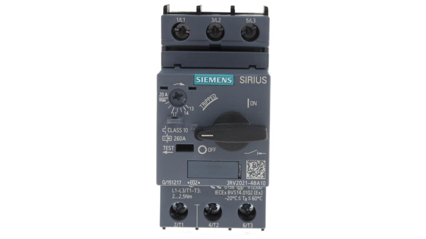 Siemens 电机保护断路器, 14 → 20 a, 3RV2系列