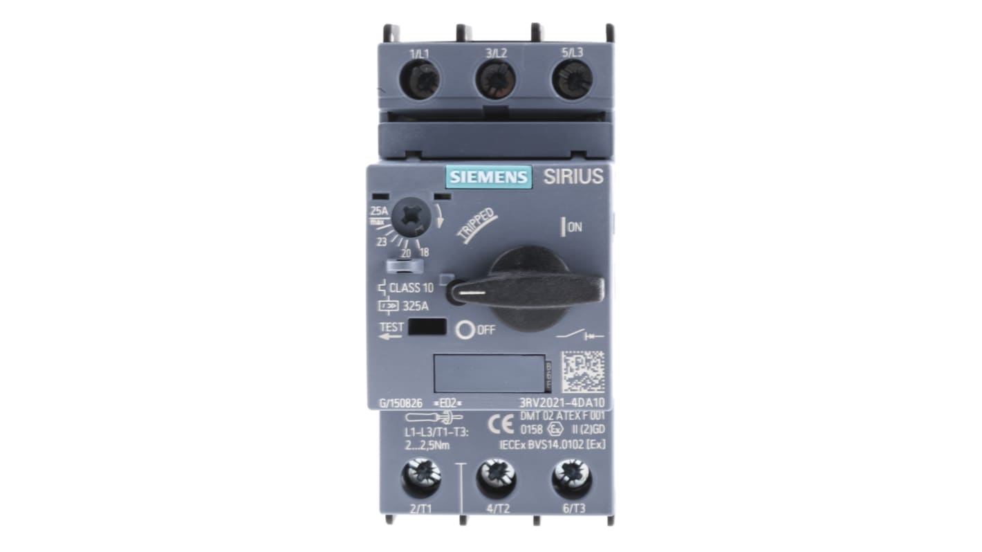 Siemens 20 → 25 A SIRIUS 3RV Motor Protection Circuit Breaker, 20 → 690 V