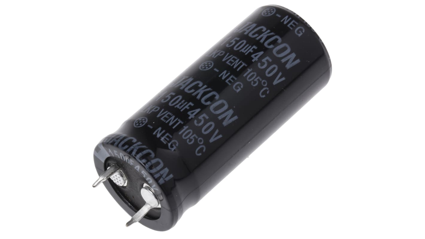 Condensatore RS PRO, 150μF, 450V cc, ±20%, 105°C, Ad innesto