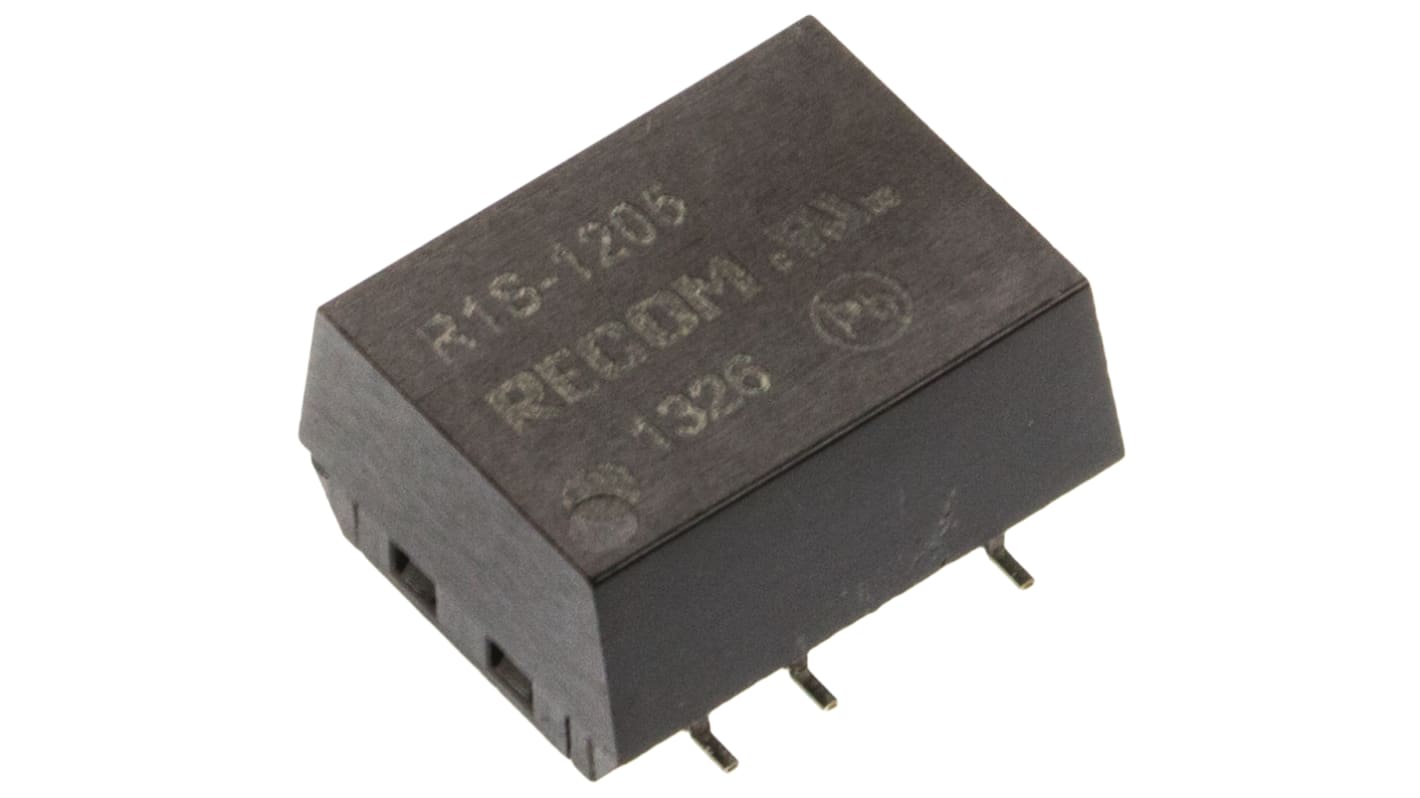 Recom R1S DC-DC Converter, 5V dc/ 200mA Output, 10.8 → 13.2 V dc Input, 1W, Surface Mount, +100°C Max Temp -40°C