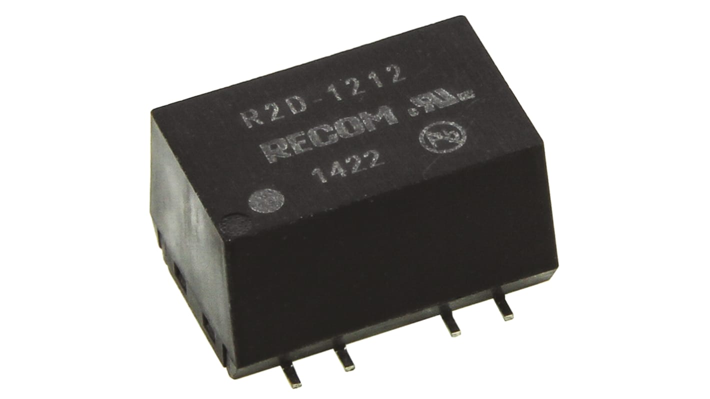 Recom R2D DC-DC Converter, ±12V dc/ ±83mA Output, 10.8 → 13.2 V dc Input, 2W, Surface Mount, +100°C Max Temp