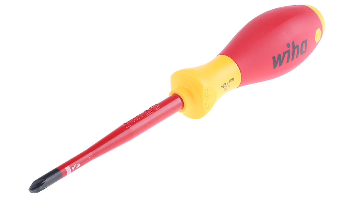 Wiha Phillips Insulated Screwdriver, PH2 Tip, 100 mm Blade, VDE/1000V, 218 mm Overall