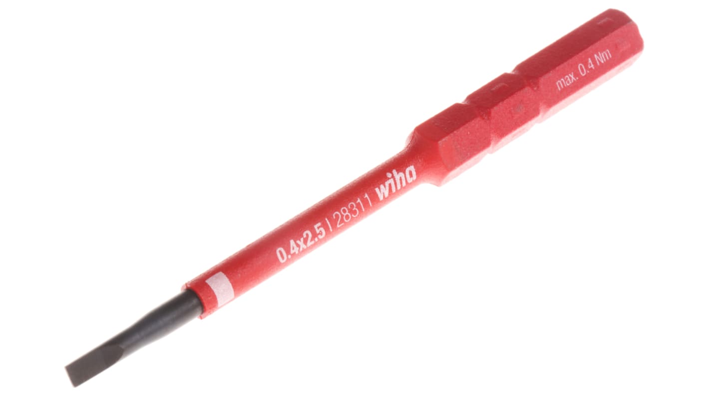 Wiha Slotted Screwdriver Bit, SL2.5 Tip